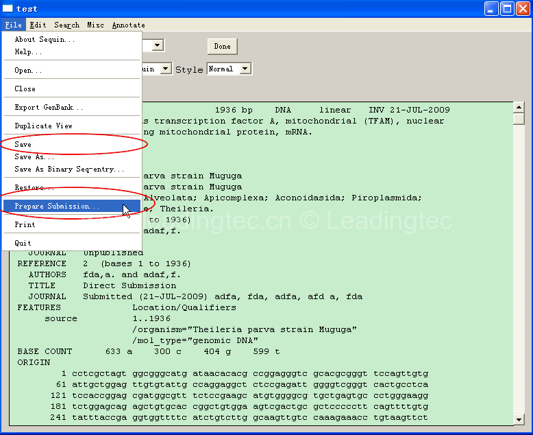 向NCBI提交藻種DNA序列